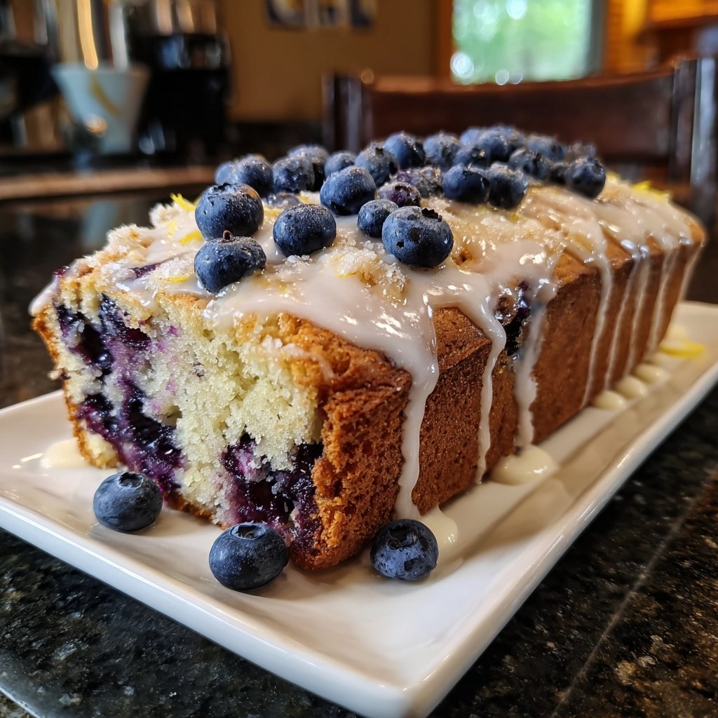 Blueberry Lemon Loaf With Glaze