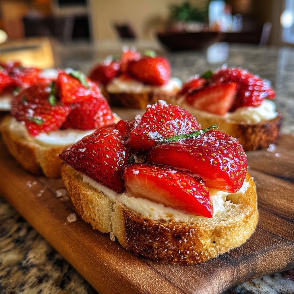 Bruschetta with Strawberries and Cream Cheese