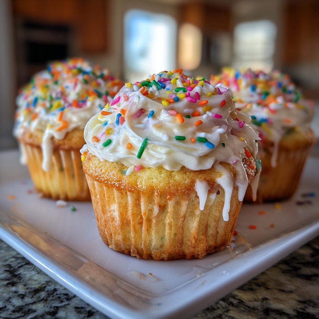 Classic Soft Vanilla Birthday Cupcakes