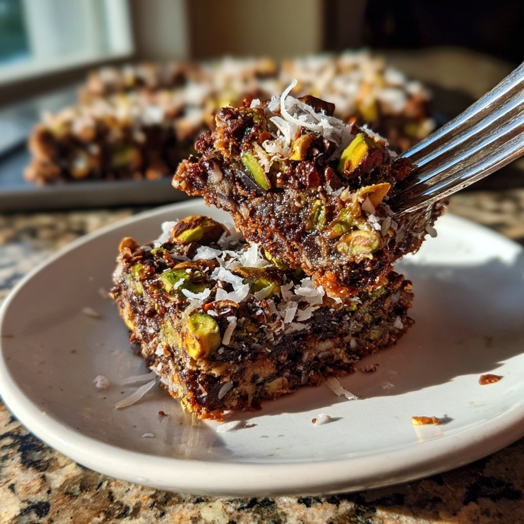 Chocolate Pistachio Coconut Squares